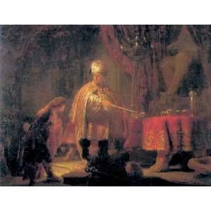  Oil Painting Daniel and King Cyrus in front of the Idol 
