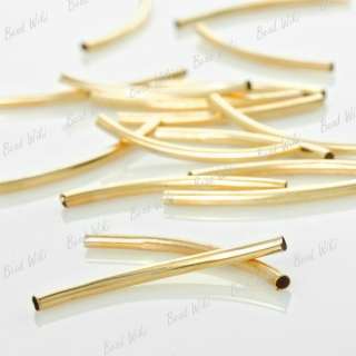 60 Gold Plated Curved Tube Charm Spacer Metal Bead MB30  