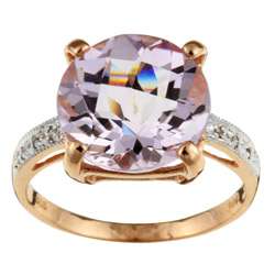   Rose Gold Pink Amethyst and 1/10ct TDW Diamond Ring  