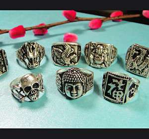   lots 50pcs Vintage Tibet silver Mens Rings jewelry New 