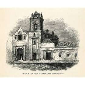  1865 Wood Engraving Church Immaculate Conception Santa Fe 