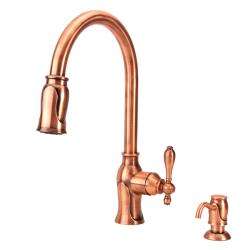Fontaine Catherine Antique Copper Pull Down Kitchen Faucet   