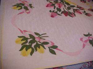 Rose Buds and Bows Appliqued Quilt from Bucilla Kit  
