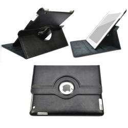 Deluxe Apple iPad Black Swivel PU Leather Case with Adjustable 