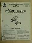 ariens emperor tractor attachments operating parts list manual epb 65