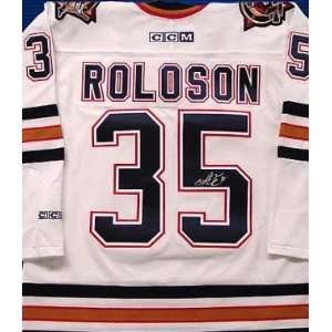  Dwayne Roloson Autographed Hockey Jersey (Edmonton Oilers 