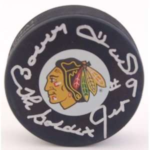  Signed Bobby Hull Puck with Golden Jet   JSA 