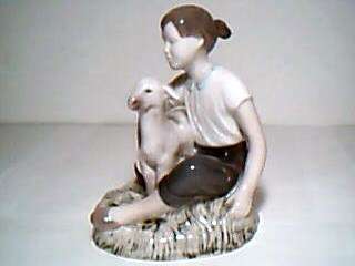 Bing & Grondahl Pottery Porcelain Girl w Lamb 2336 Denmark by Vita 