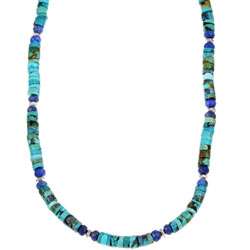   Mens Sterling Silver Turquoise and Lapis Necklace  