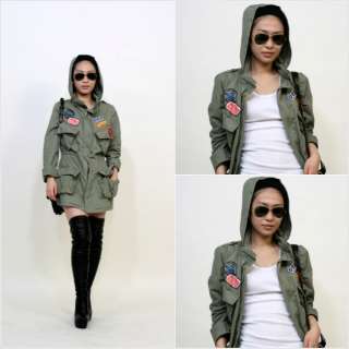 Military Hooded Half Cargo Jacket W/ Wappens  