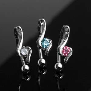   Ring Curved Reverse Top Down CZ Piercing Body Jewelry E34  