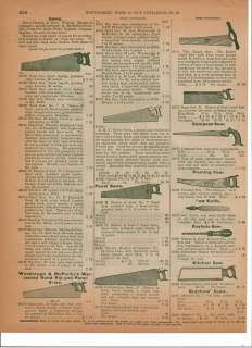 1890 Hand Saws Disston Wheeler Madden Clemsen Planes ad  