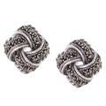 Sterling Silver Diamond Accent Knot Stud Earrings  