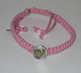  Poetic Pink Camp Macrame Bracelet Heart Charm Up To 8 Wrist  