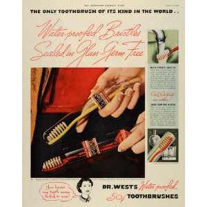  1937 Ad Dr. Wests Water Proofed Bristles Toothbrushes 