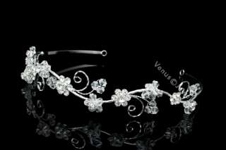 Bridal Rhinestones Crystal Flower Wedding Headband Tiara 5424  