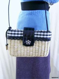 NWT BRIGHTON Straw Basket Bag Purse Handbag Shoulder Leather Trim 