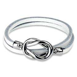 Steel Knot Double Wrap Leather Bracelet  