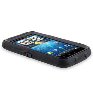 Black Double Layer Hard Case Gel Cover For HTC Inspire 4G Desire HD 