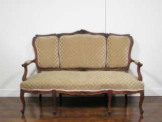 736 3  ANTIQUE FRENCH LOUIS XV CARVED WALNUT SETTEE  