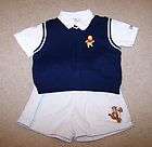Disney Boys 3 Piece Winnie the Pooh Tigger Sweater Vest Shirt Shorts 