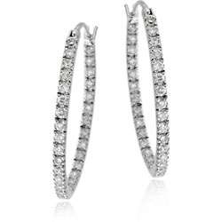 Icz Stonez Sterling Silver Inside out Cubic Zirconia Oval Hoop 