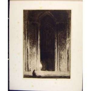    RARE ETCHING by JAMES McBAY NIGHT IN ELY CATHEDRAL