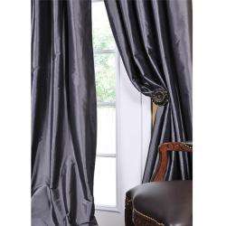 Solid Faux Silk Taffeta Graphite 84 inch Curtain Panel  