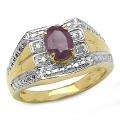 14k Yellow Gold over Silver Ruby and Diamond Accent Ring 