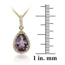   Gold over Silver Amethyst and Diamond Accent Necklace  