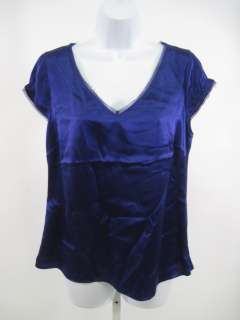 TAHARI Purple Silk Cap Sleeve Shirt Top Blouse Size M  