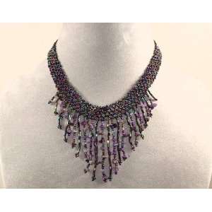   Fringe Choker Necklace With Stone in Purple Color 