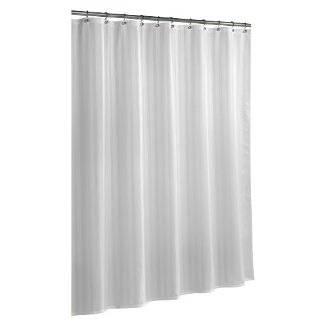   By Appointment Woven Stripe Damask Fabric Shower Curtain Liner, White