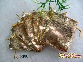 50 Organza Gift Bag Gold Stain Wedding Favor 7x9cm XEB1  