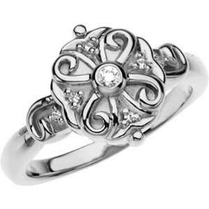    Platinum Diamond Etruscan Inspired Ring   0.07 Ct. Jewelry