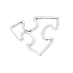  Sterling Silver 19x17mm Autism Puzzle Piece Link