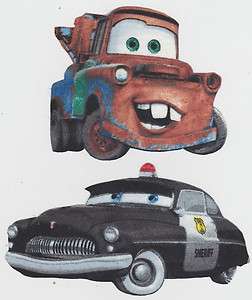DISNEY CARS MATER & SHERIFF FABRIC WALL SAFE DECALS CUT OUTS  