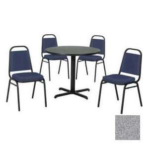   Economy Stack Chair Set, Gray Nebula Laminate Table/Blue Vinyl Chair