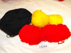 VTG Lot Acrylic Yarn Worsted Weight Red Black Yellow  