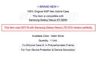 Samsung Galaxy Google Nexus I9250 SGP Neo Hybrid Silver Case Cover 