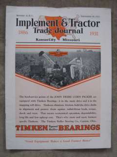 1931 Implement Tractor Trade journal John Deere Farmall  