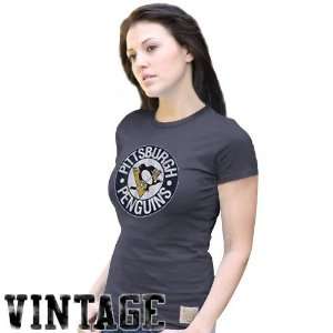   Ladies Charcoal Logo Vintage Premium T shirt