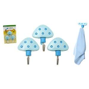 Amico Cartoon Blue Mushrooms Bathroom Kitchen Towel Hangers Wall Hooks