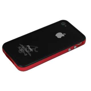Red & Black Hard Bumper Case W/ Chrome Buttons For Apple iPhone 4 S 4S 