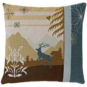  Ski Country Blue Stag 18 Square Pillow