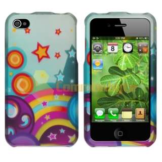 Yellow Cup Shape +White Rainbow Hard Case Cover For iPhone 4 4S 