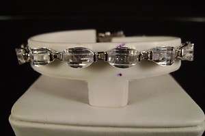   /Ladies 14K White Gold Finish White Diamond Simulated Tennis Bracelet
