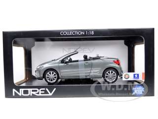 Brand new 118 scale diecast model car of 2008 Peugeot 207 CC Grey 