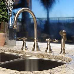 Fontaine High Arc Brushed Nickel Kitchen Faucet w/ Pullout Side Spray 