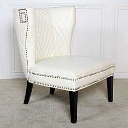 Tessa Ivory Quilted Bonded Leather Chair  